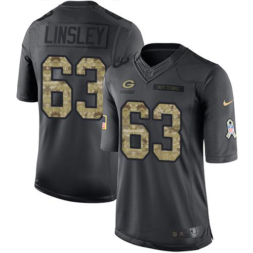 Green Bay Packers #63 Corey Linsley Black Men's Stitched Limited 2016 Salute To Service Jersey Men's