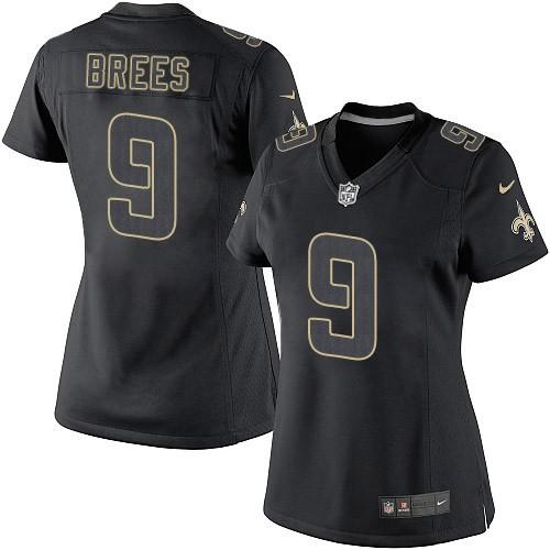 Saints #9 Drew Brees Black Impact Women's Stitched Limited Jersey