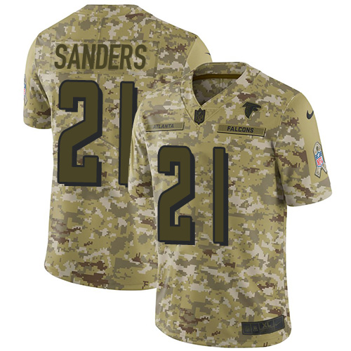 Atlanta Falcons #21 Deion Sanders Camo Youth Stitched Limited 2018 Salute to Service Jersey Youth