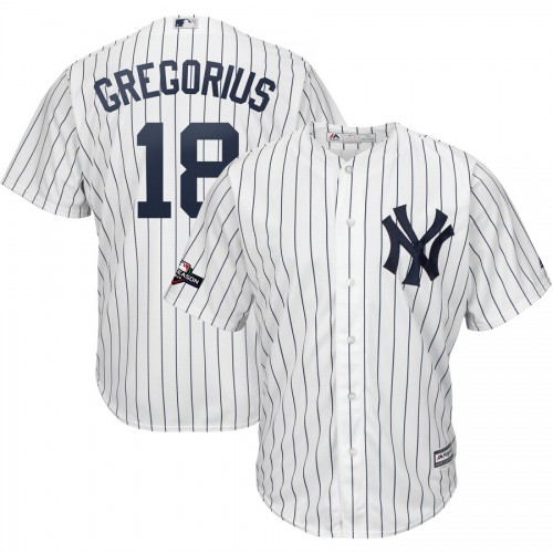 New York New York Yankees #18 Didi Gregorius Majestic 2019 Postseason Official Cool Base Player Jersey White Navy Men's