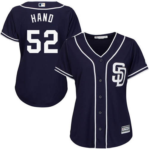 San Diego Padres #52 Brad Hand Navy Blue Alternate Women's Stitched Jersey Womens