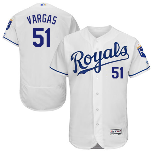 Kansas City Royals #51 Jason Vargas White Flexbase Authentic Collection Stitched Jersey Men's