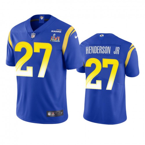 Los Angeles Los Angeles Rams #27 Darrell Henderson Jr. Men's Super Bowl LVI Patch Vapor Limited Jersey - Royal Men's