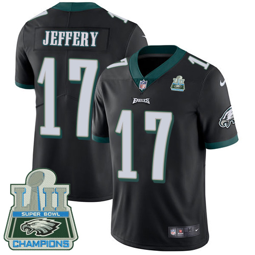 Philadelphia Eagles #17 Alshon Jeffery Black Alternate Super Bowl LII Champions Men's Stitched Vapor Untouchable Limited Jersey Men's