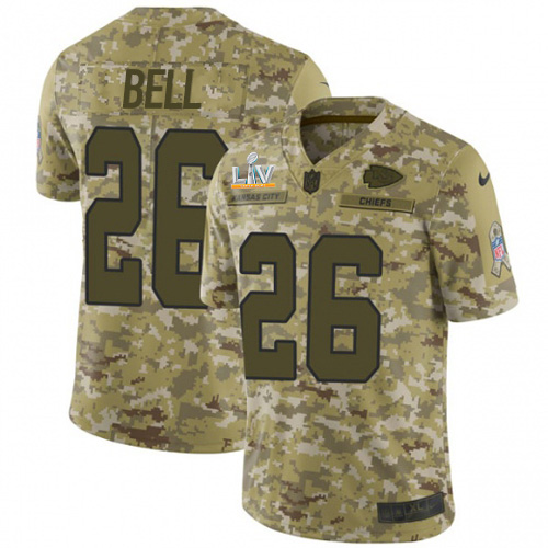 Kansas City Chiefs #26 Le'Veon Bell Camo Men's Super Bowl LV Bound Stitched Limited 2018 Salute To Service Jersey Men's