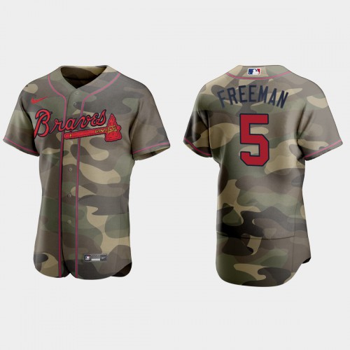 Atlanta Atlanta Braves #5 Freddie Freeman Men's 2021 Armed Forces Day Authentic Jersey -Camo Men's
