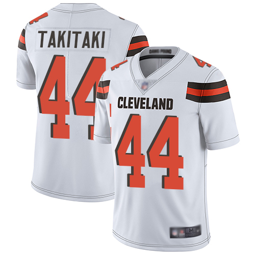 Cleveland Browns #44 Sione Takitaki White Men's Stitched Vapor Untouchable Limited Jersey Men's