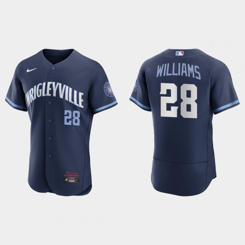 Chicago Chicago Cubs #28 Mitch Williams Men's 2021 City Connect Authentic Navy Jersey Men's