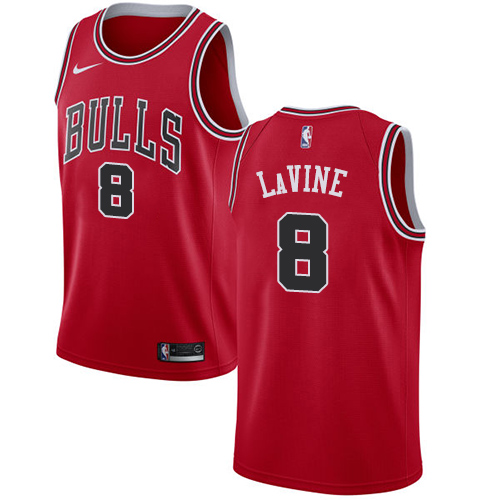 Chicago Bulls #8 Zach LaVine Red Womens Swingman Icon Edition Jersey Womens