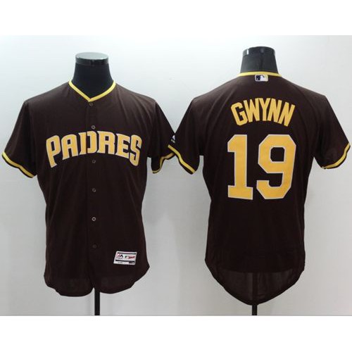 San Diego Padres #19 Tony Gwynn Brown Flexbase Authentic Collection Stitched Jersey Men's