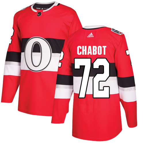 Adidas Ottawa Senators #72 Thomas Chabot Red Authentic 2017 100 Classic Stitched Jersey Men's