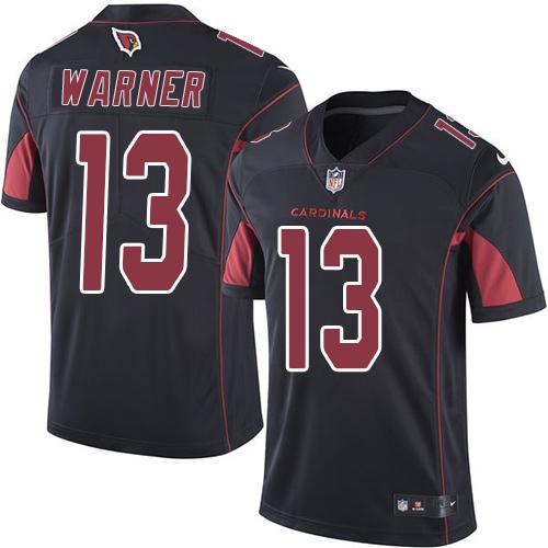 Arizona Cardinals #13 Kurt Warner Black Men's Stitched Limited Rush Jersey Men's