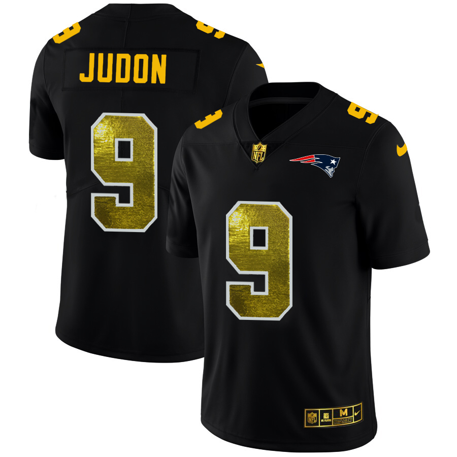 New England Patriots #9 Matt Judon Men's Black Golden Sequin Vapor Limited Jersey