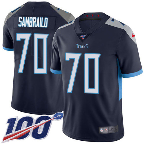 Tennessee Titans #70 Ty Sambrailo Navy Blue Team Color Youth Stitched 100th Season Vapor Untouchable Limited Jersey Youth
