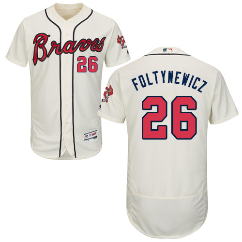 Atlanta Braves #26 Mike Foltynewicz Cream Flexbase Authentic Collection Stitched Jersey Men's