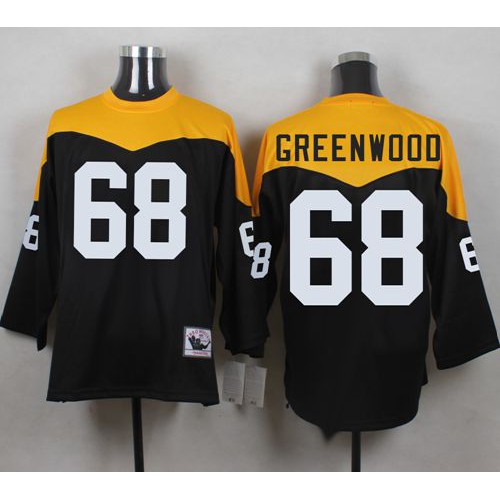 Mitchell And Ness 1967 Pittsburgh Steelers #68 L.C. Greenwood Black/Yelllow Throwback Men's Stitched Jersey Men's