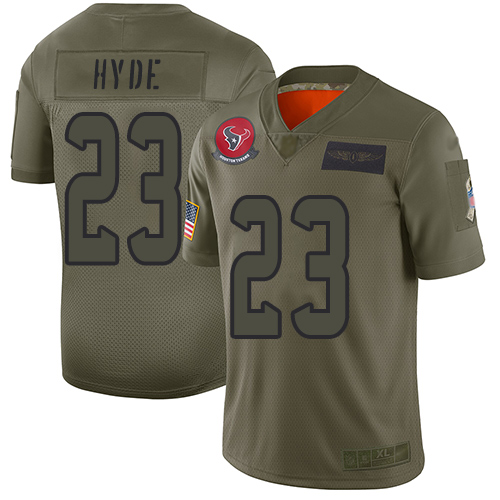 Houston Texans #23 Carlos Hyde Camo Youth Stitched Limited 2019 Salute to Service Jersey Youth