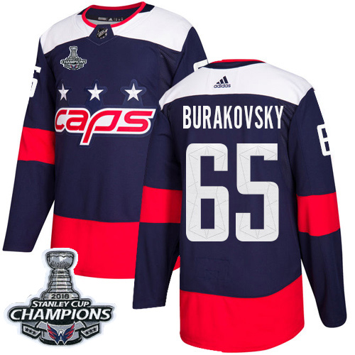 Adidas Washington Capitals #65 Andre Burakovsky Navy Authentic 2018 Stadium Series Stanley Cup Final Champions Stitched Jersey Men's