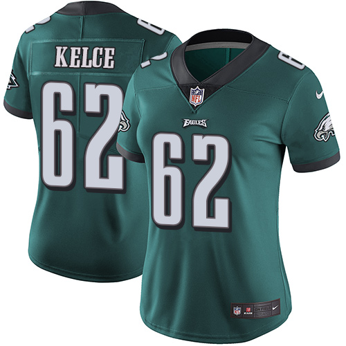 Eagles #62 Jason Kelce Midnight Green Team Color Women's Stitched Vapor Untouchable Limited Jersey