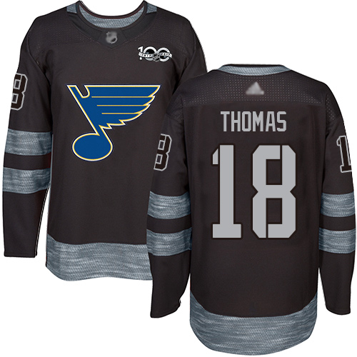 Adidas St. Louis Blues #18 Robert Thomas Black 1917-2017 100th Anniversary Stitched Jersey Men's
