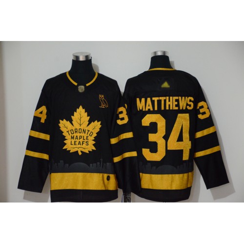 Adidas Maple Toronto Maple Leafs #34 Auston Matthews Black City Edition Authentic Stitched Jersey Men's