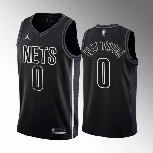 Brooklyn Nets #0 Russell Westbrook Mens Black 2022-23 Statement Edition Jersey Mens