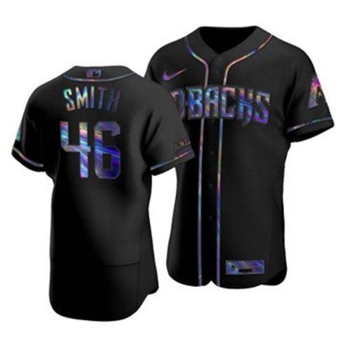 Arizona Arizona Diamondbacks #46 Riley Smith Men's Iridescent Holographic Collection Jersey - Black Men's