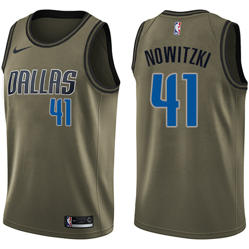 Dallas Mavericks #41 Dirk Nowitzki Green Salute to Service Youth Swingman Jersey Youth