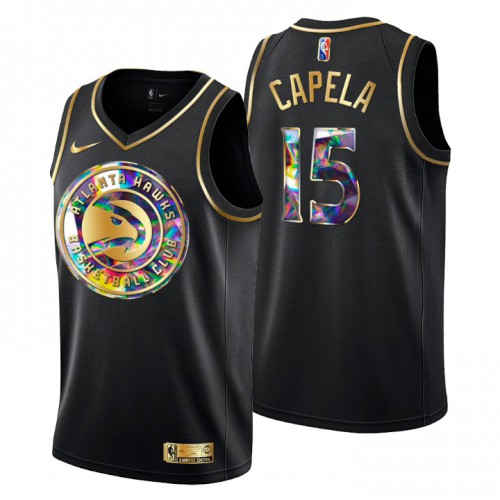 Atlanta Atlanta Hawks #15 Clint Capela Mens Golden Edition Diamond Logo 2021/22 Swingman Jersey - Black Mens