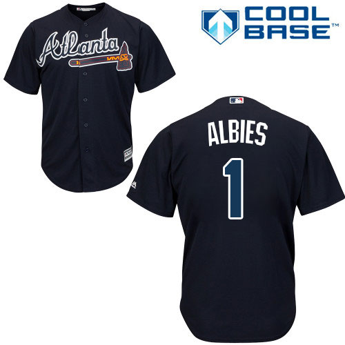 Atlanta Braves #1 Ozzie Albies Blue New Cool Base Stitched Jersey Men's