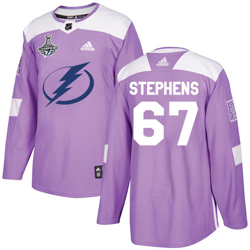 Adidas Tampa Bay Lightning #67 Mitchell Stephens Purple Authentic Fights Cancer 2020 Stanley Cup Champions Stitched Jersey Men's