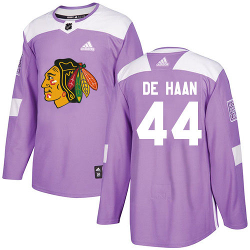 Adidas Chicago Blackhawks #44 Calvin De Haan Purple Authentic Fights Cancer Stitched Youth Jersey Youth