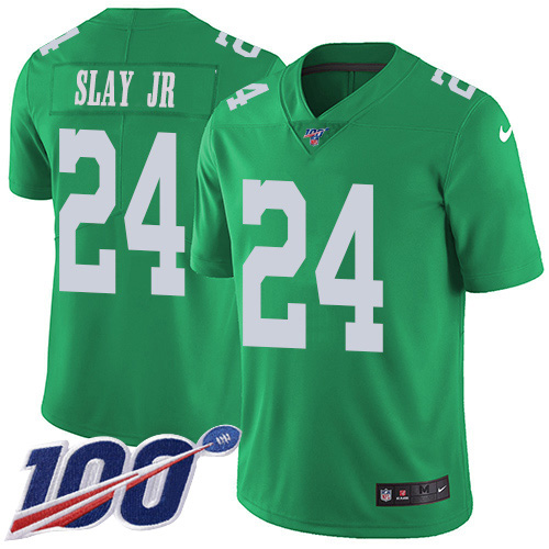 Philadelphia Eagles #24 Darius Slay Jr Green Men's Stitched Limited Rush 100th Season Jersey Men's