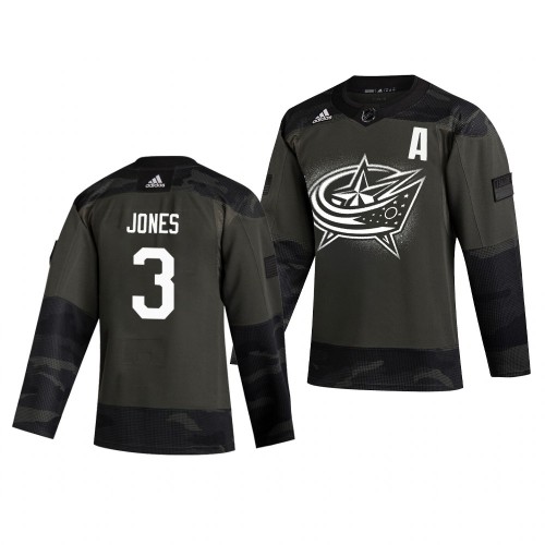 Columbus Columbus Blue Jackets #3 Seth Jones Adidas 2019 Veterans Day Men's Authentic Practice Jersey Camo Men's