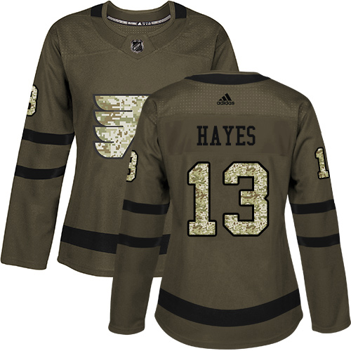 Adidas Philadelphia Flyers #13 Kevin Hayes Green Salute to Service Women's Stitched Jersey Womens