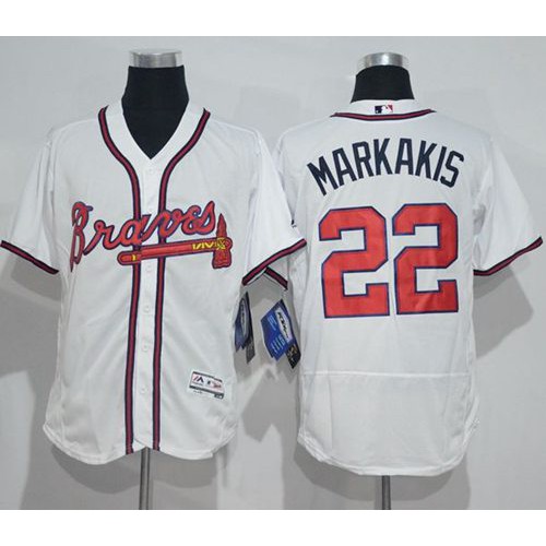 Atlanta Braves #22 Nick Markakis White Flexbase Authentic Collection Stitched Jersey Men's