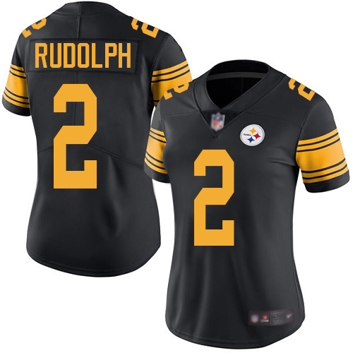 Pittsburgh Steelers #2 Mason Rudolph Black Women's Stitched Limited Rush Jersey Womens