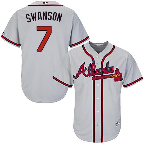 Atlanta Braves #7 Dansby Swanson Grey Cool Base Stitched Youth Jersey Youth