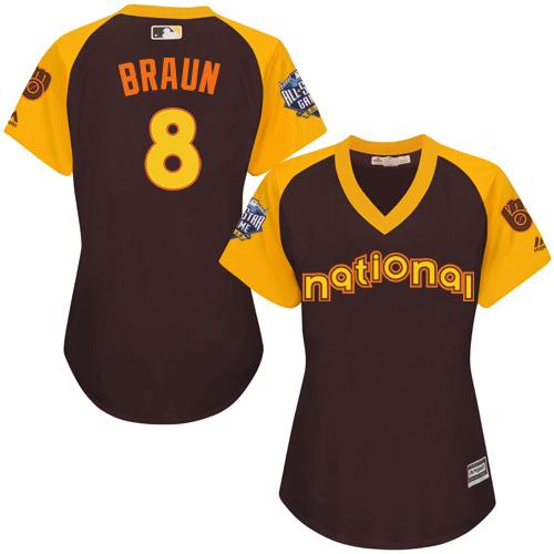 Milwaukee Brewers #8 Ryan Braun Brown 2016 All-Star National League Women's Stitched Jersey Womens