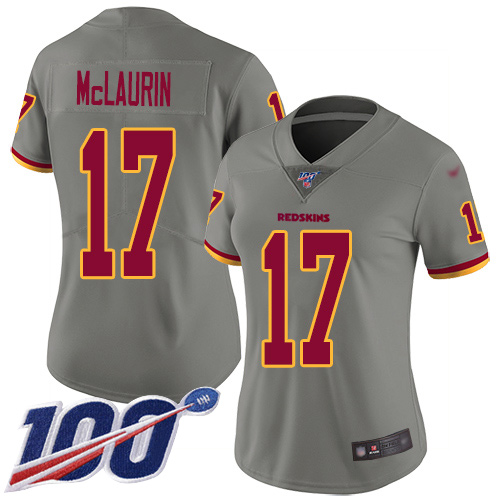 Commanders #17 Terry McLaurin Gray Women's Stitched Limited Inverted Legend 100th Season Jersey
