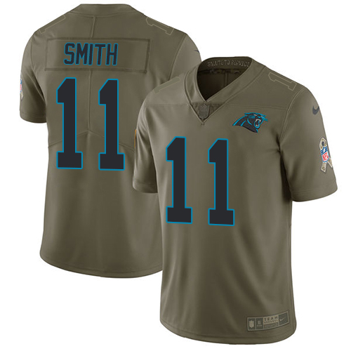 Carolina Panthers #11 Torrey Smith Olive Men's Stitched Limited 2017 Salute To Service Jersey Men's