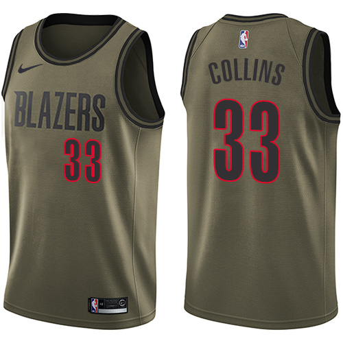 Portland Trail Blazers #33 Zach Collins Green Salute to Service Youth Swingman Jersey Youth