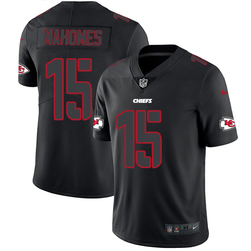 Chiefs #15 Patrick Mahomes Black Men's Stitched Limited Rush Impact Jersey