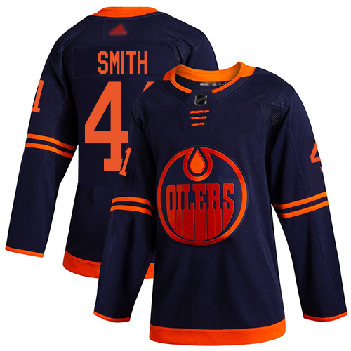 Adidas Edmonton Oilers #41 Mike Smith Navy Alternate Authentic Stitched Jersey Men's