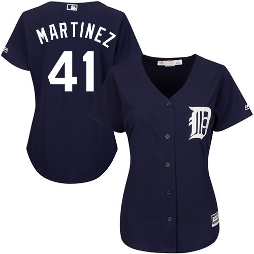 Detroit Tigers #41 Victor Martinez Navy Blue Alternate Women's Stitched Jersey Womens