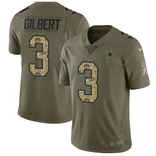 Dallas Cowboys #3 Garrett Gilbert Olive/Camo Youth Stitched Limited 2017 Salute To Service Jersey Youth