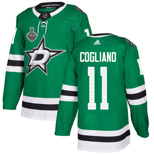 Adidas Dallas Stars #11 Andrew Cogliano Green Home Authentic 2020 Stanley Cup Final Stitched Jersey Men's