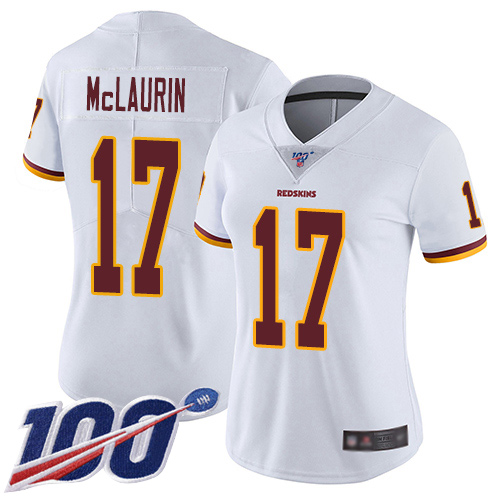 Commanders #17 Terry McLaurin White Women's Stitched 100th Season Vapor Limited Jersey