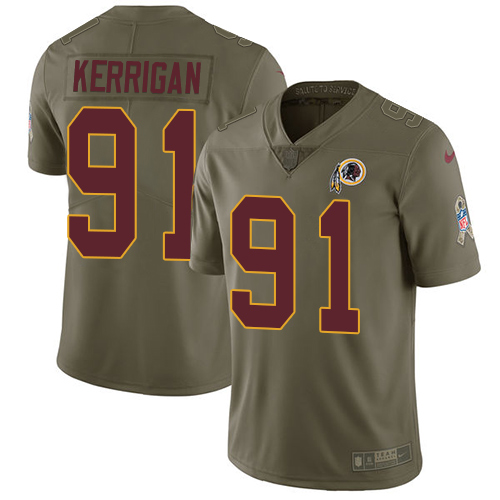 Washington Commanders #91 Ryan Kerrigan Olive Men's Stitched Limited 2017 Salute to Service Jersey Men's