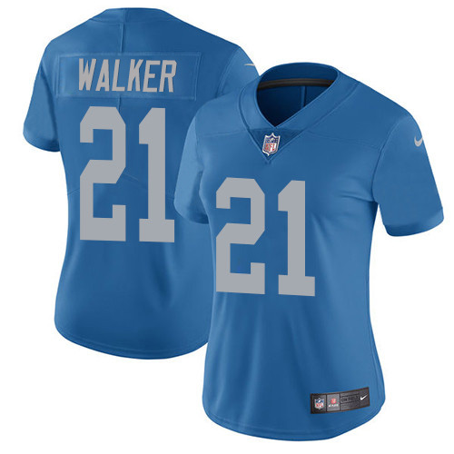 Detroit Lions #21 Tracy Walker Blue Throwback Women's Stitched Vapor Untouchable Limited Jersey Womens